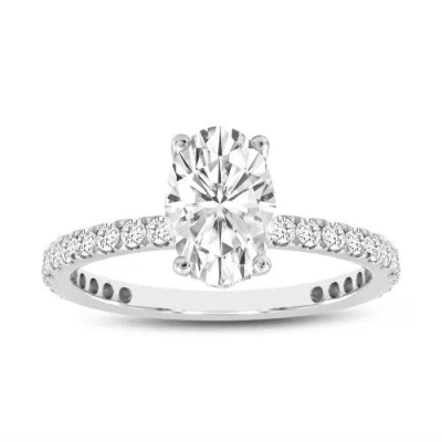 Luvmyjewelry Flavia 14k White Gold Oval Lab Grown Diamond Hidden Halo Engagement Ring