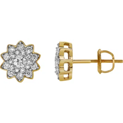 Luvmyjewelry Florana 10k Yellow Gold Cluster Diamond Unisex Earrings