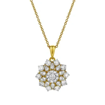 Luvmyjewelry Flower Of Life Diamond Pendant In 10k Yellow Gold