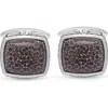 Luvmyjewelry Fossil Agate Stone Cufflinks In Black Rhodium Plated Sterling Silver In Silver