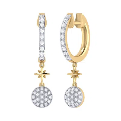 Luvmyjewelry Full Moon Star Diamond Hoop Earrings In 14k Yellow Gold Vermeil On Sterling Silver