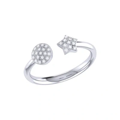 Luvmyjewelry Full Moon Star Sterling Silver Diamond Open Ring