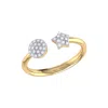 Luvmyjewelry Full Moon Star Sterling Silver Diamond Open Ring In Yellow