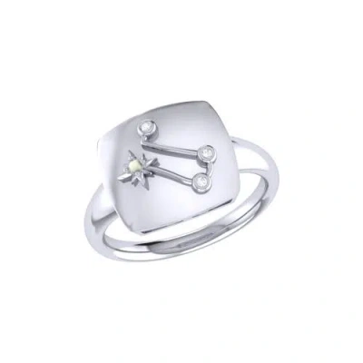 Luvmyjewelry Gemini Moonstone & Diamond Signet Ring In Sterling Silver