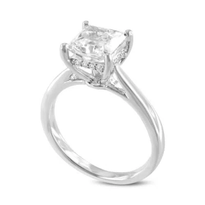 Luvmyjewelry Genoveva 14k White Gold Princess Cut Lab Grown Diamond Hidden Halo Engagement Ring
