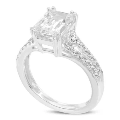 Luvmyjewelry Gohar 14k White Gold Emerald Cut Lab Grown Diamond Engagement Ring