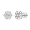 Luvmyjewelry Blossom 14k White Gold Flower Cluster Diamond Unisex Earrings In Silver