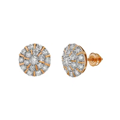 Luvmyjewelry Hadrianus 10k Gold Diamond Unisex Earrings - 1.37 Cts In Pink