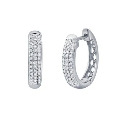 Luvmyjewelry Halo Loop 0.25 Ct 14k Gold Diamond Huggies In Silver