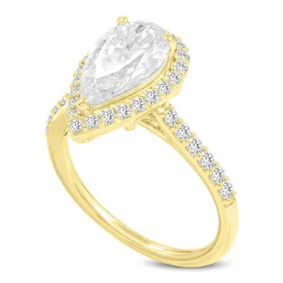 Luvmyjewelry Hana 14k Yellow Gold Pear Lab Grown Diamond Halo Engagement Ring