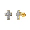 Luvmyjewelry Heavens Cross  10k Yellow Gold Cluster Diamond Unisex Earrings In Yellow