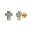 Luvmyjewelry Heavens Cross  10k Yellow Gold Cluster Diamond Unisex Earrings In 10k Yellow Gold
