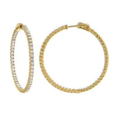 Luvmyjewelry Helios 14k Yellow Gold Diamond Hoopearrings