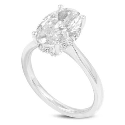 Luvmyjewelry Hera 14k White Gold Oval Cut Lab Grown Diamond Hidden Halo Ring