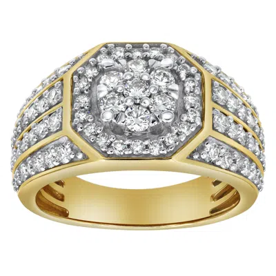 Luvmyjewelry Hex Rose 14k Yellow Gold Diamond Men Statement Ring - 1.74ct.