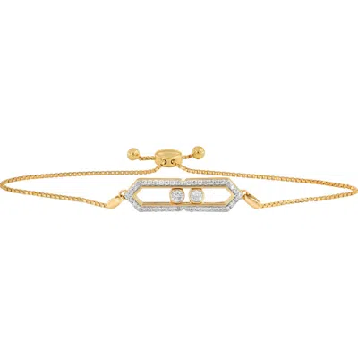 Luvmyjewelry Hexagonal Kinetic Slider Bolo Adjustable Diamond Bracelet In 14k Yellow Gold