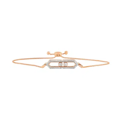 Luvmyjewelry Hexagonal Kinetic Slider Bolo Adjustable Diamond Bracelet In 14k Gold In 14k Rose Gold