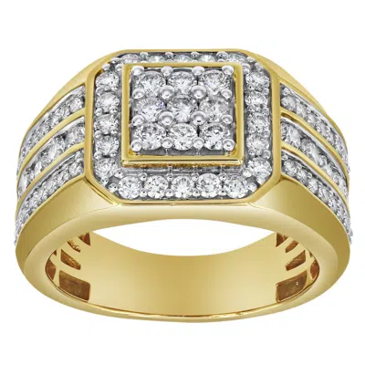 Luvmyjewelry Hexonic Deluxe 14k Yellow Gold Diamond Men Statement Ring - 1.74ct.