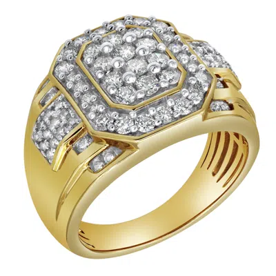 Luvmyjewelry Hexonic Premium 14k Yellow Gold Diamond Men Statement Ring - 1.50ct.