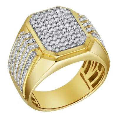 Luvmyjewelry Hexwall 14k Yellow Gold Diamond Men Statement Ring - 1.3ct.