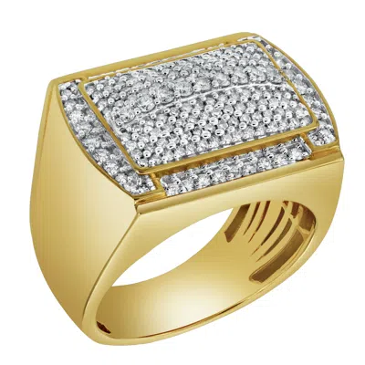 Luvmyjewelry Hip Hop Headlight 14k Yellow Gold Diamond Men Statement Ring - 3.24ct.