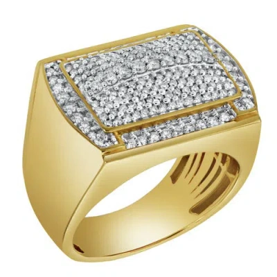 Luvmyjewelry Hip Hop Headlight 14k Yellow Gold Diamond Men Statement Ring