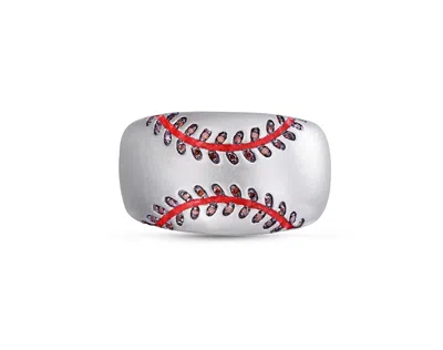 Luvmyjewelry Home Run Baseball Sterling Silver Diamond Band Men Ring