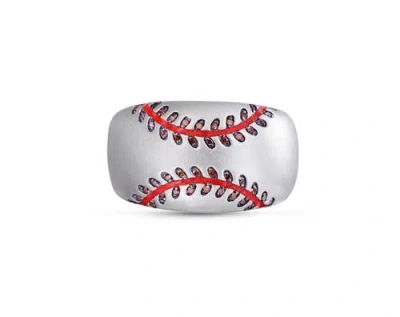 Luvmyjewelry Home Run Baseball Sterling Silver Diamond Band Men Ring