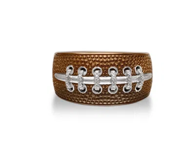 Luvmyjewelry Hustle American Football Diamond Band Men Ring In Brown