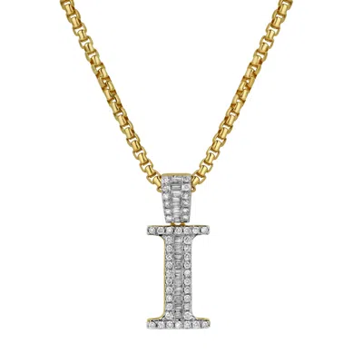 Luvmyjewelry I Initial Diamond Pendant 10k Yellow Gold - 0.60 Carats