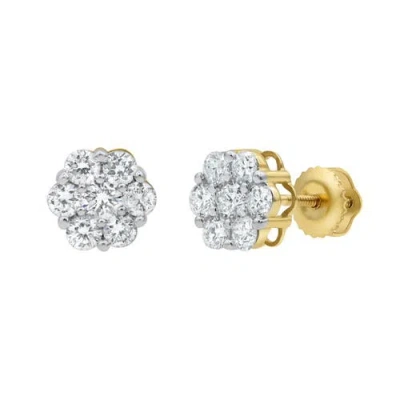 Luvmyjewelry Meadow 14k Yellow Gold Cluster Lab Grown Diamond Unisex Earrings