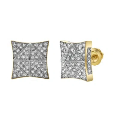Luvmyjewelry Illusionz 10k Yellow Gold Diamond Stud Earrings