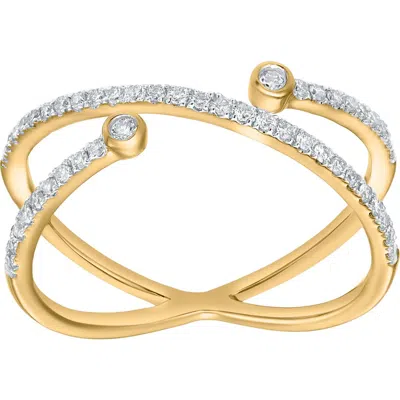 Luvmyjewelry Infinara 0.25 Cts Natural Diamond Crossover 14k Gold Ring