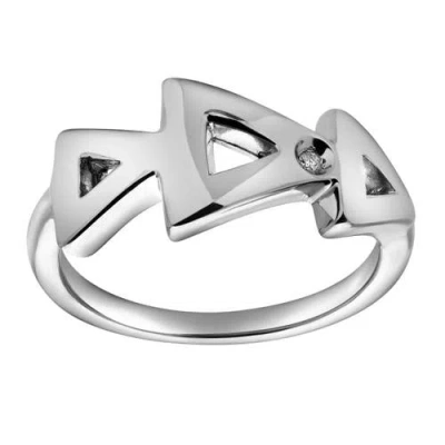 Luvmyjewelry Jolie Sterling Silver 0.01 Ct Diamond Geometric Ring In Metallic