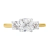 Luvmyjewelry Kahini 14k Gold Cushion Lab Grown Diamond Three Stone Engagement Ring