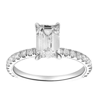 Luvmyjewelry Kiara 14k Gold Emerald Cut Lab Grown Diamond Engagement Ring