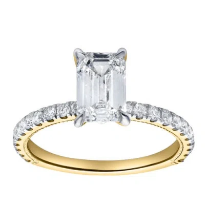 Luvmyjewelry Kiara 14k Gold Emerald Cut Lab Grown Diamond Engagement Ring