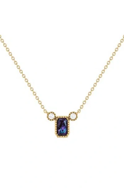 Luvmyjewelry La Vie Emerald Cut Alexandrite & Diamond Pendant Necklace In Gold
