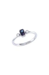 Luvmyjewelry Emerald Cut Sapphire & Diamond Birthstone Ring In 14k Gold In Metallic