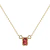 Luvmyjewelry La Vie Emerald Cut Garnet & Diamond Pendant Necklace In Gold