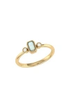 Luvmyjewelry La Vie Emerald Cut Opal & Diamond Accent Ring In Gold