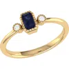 Luvmyjewelry La Vie Emerald Cut Sapphire & Diamond Ring In Gold