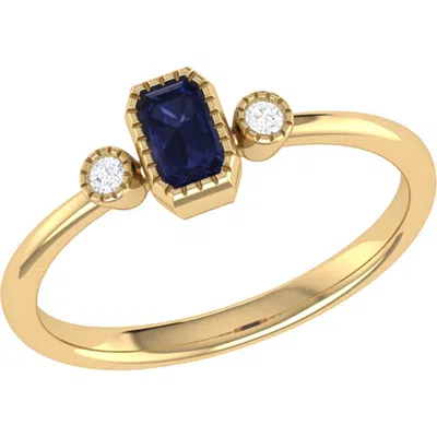 Luvmyjewelry La Vie Emerald Cut Sapphire & Diamond Ring In Gold
