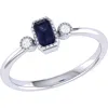 Luvmyjewelry Emerald Cut Sapphire & Diamond Birthstone Ring In 14k Gold In Metallic