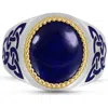 Luvmyjewelry Lapis Lazuli Stone Signet Ring In Sterling Silver With Enamel In Blue