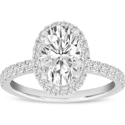 Luvmyjewelry Laurentia 14k White Gold Oval Lab Grown Diamond Halo Engagement Ring