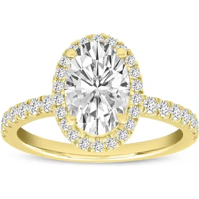 Luvmyjewelry Laurentia 14k Yellow Gold Oval Lab Grown Diamond Halo Engagement Ring