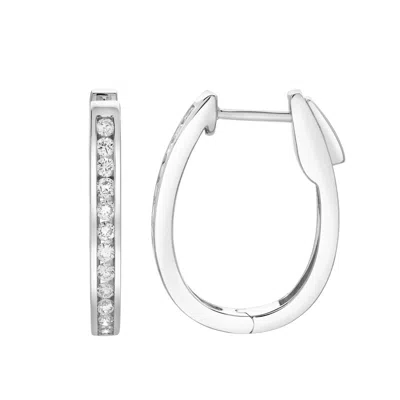 LUVMYJEWELRY LAVENDELLE CHANNEL-SET DIAMOND HUGGIE HOOP EARRINGS IN 14K GOLD
