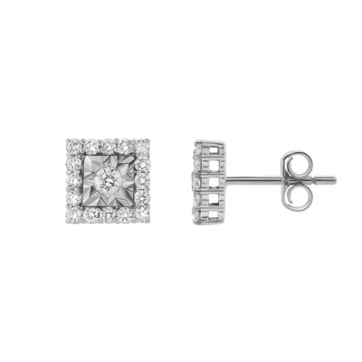 Luvmyjewelry Legatum 10k Gold Diamond Unisex Earrings - 0.49 Cts In Silver