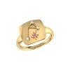 Luvmyjewelry Libra Pink Tourmaline & Diamond Signet Ring In Sterling Silver In Yellow